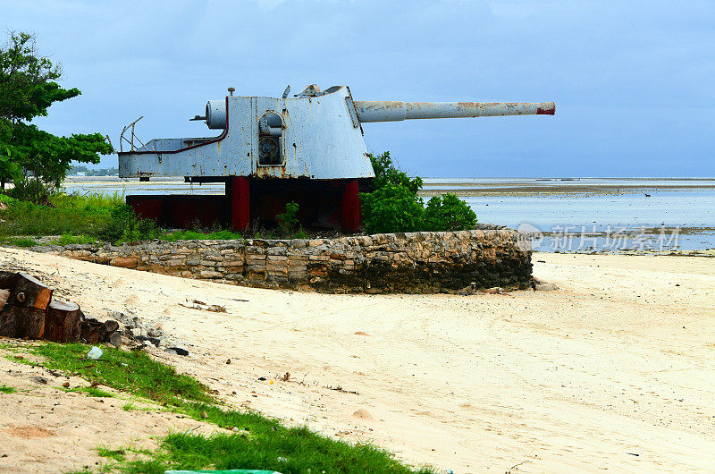 二战日本火炮- 8英寸海岸防御炮，贝蒂奥岛，南塔拉瓦，基里巴斯